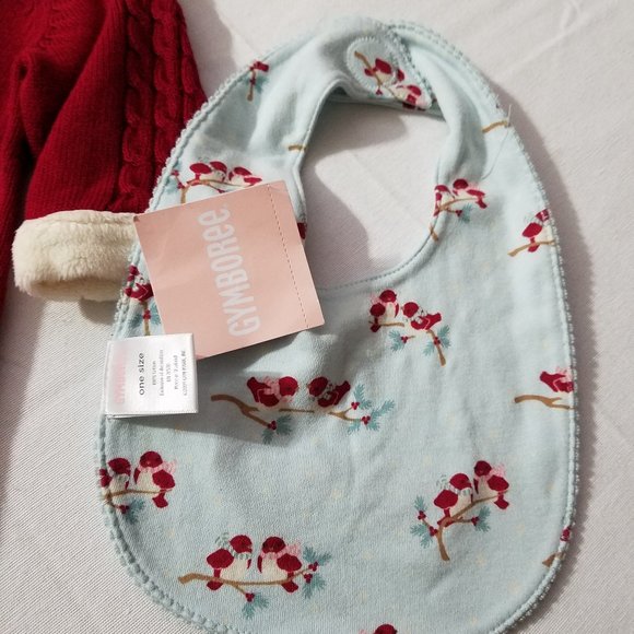 Gymboree Snow Bird 0-3 month NWT Sweater Dress Bib & Faux Fur Hat set. - Picture 5 of 5